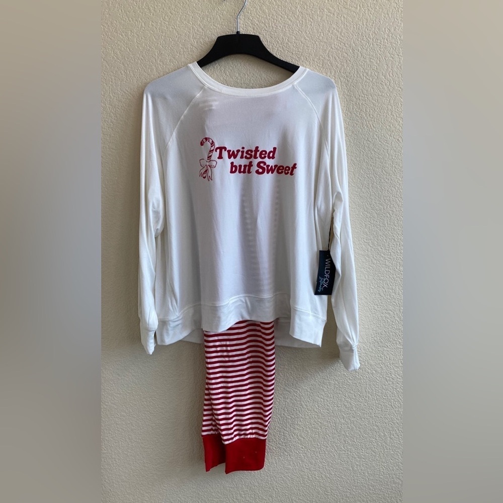 NWT Wildfox Twisted But Sweet White Red Pajama Set L